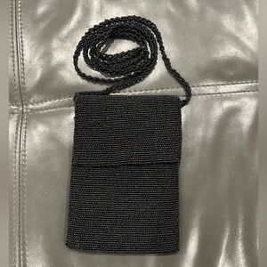Valerie Stevens Black Beaded Crossbody Bag